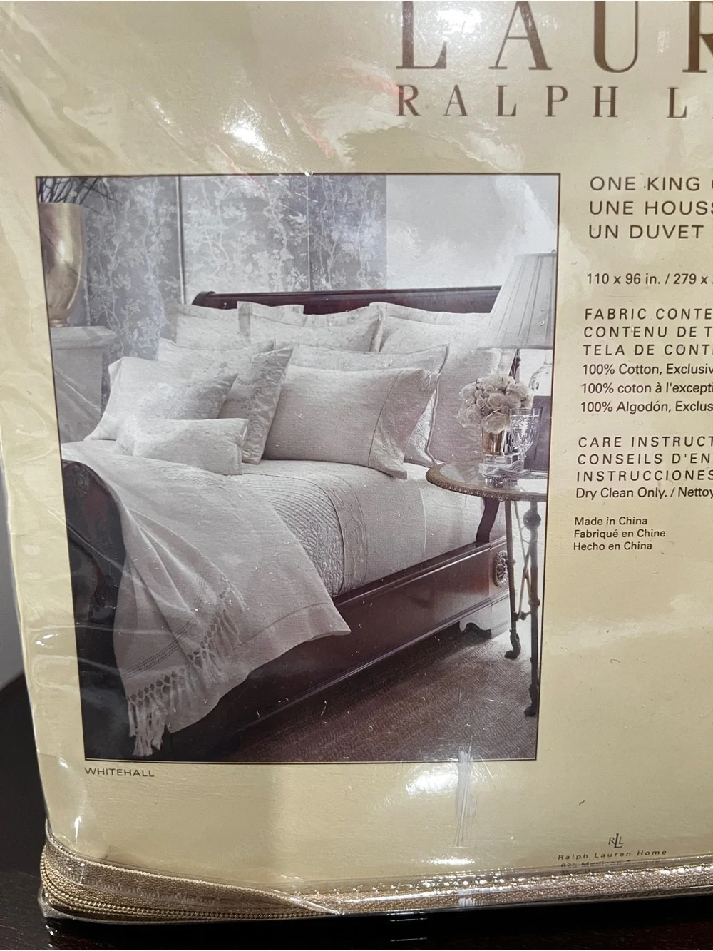 Lauren Ralph Lauren King Duvet Comforter Cotton Embroidery Cream Whitehall Tonal